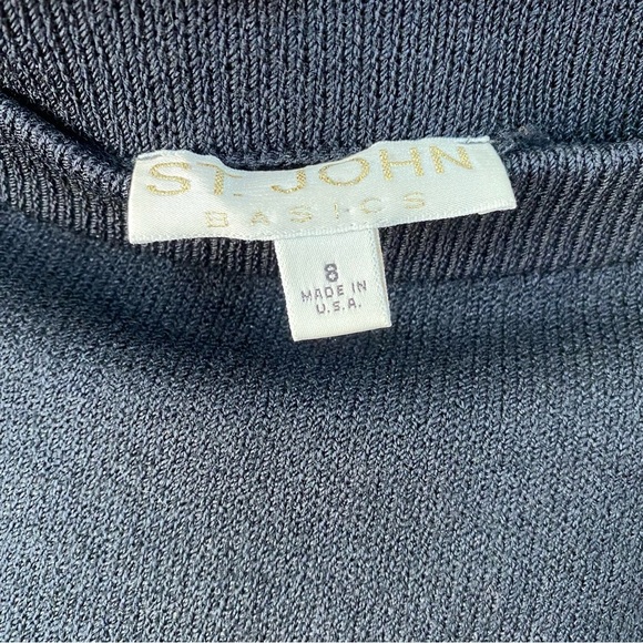 St John Basics Black Santana Knit Skirt Size 8 Pockets Knee Length Pull On - Picture 4 of 10